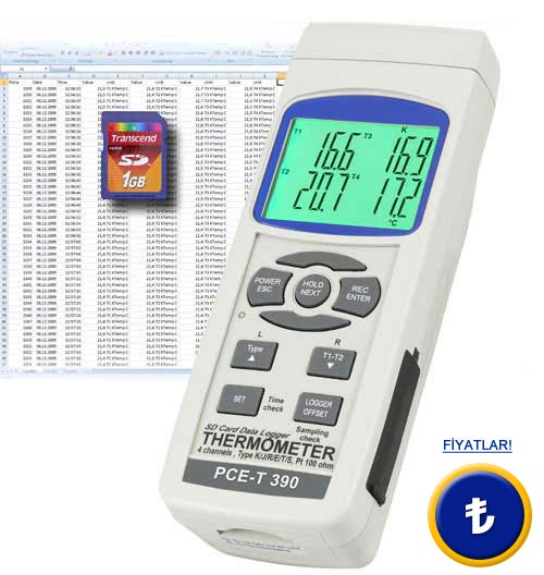 Uzun vadeli farkli ölçüm noktalari için bu çok kanalli dijital termometre PCE-T390 çok uygundur