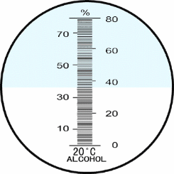 Refraktometre PCE-ALK'nin alkol seviyesini gösteren seviye