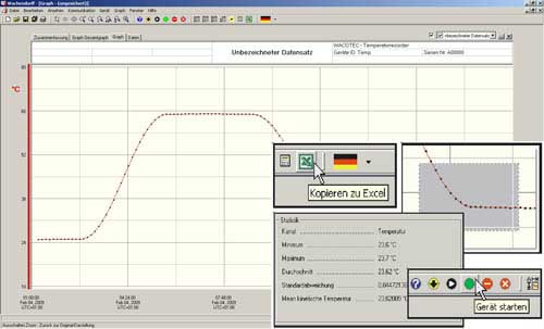 Soğuk alanlar için su geçirmez Data Logger PCE-LTL 1 için yazılım
