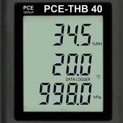 Termohigrometre PCE-THB 40 iyi okunabilir Ekranı ve Ekran görünümü.