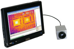 USB-İnfrared Kamera PCE-PI160'ın Tablet'e bağlanmış hali.