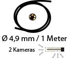 Video boroskop PCE-VE 500 iin 1 m uzunluunda ve 4,9 mm apnda 2 kameral kablo