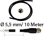 Video endoskop PCE-VE 360N iin 10 m uzunluunda ve 5,5 mm apnda kablo